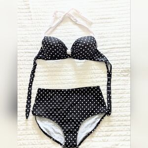 Black and White Polka Dot Bikini Set